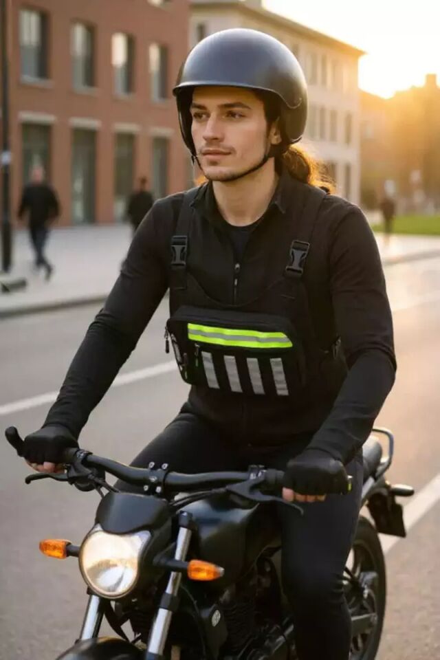 Hamze Seventeen Motosiklet ve Bisiklet Kurye Reflektörlü Göğüs Çantası 4983