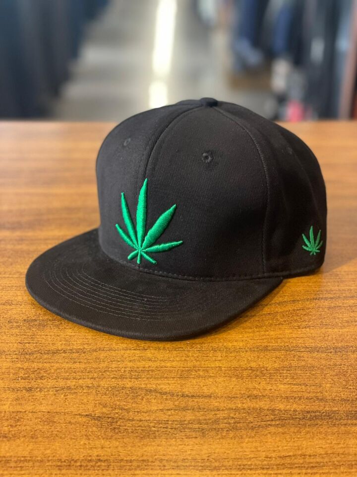 Hamze Marijuana Nakışlı Siyah Renk  Hip Hop Snapback Rapper Basket Cap Şapka