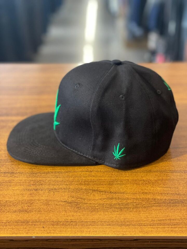Hamze Marijuana Nakışlı Siyah Renk  Hip Hop Snapback Rapper Basket Cap Şapka