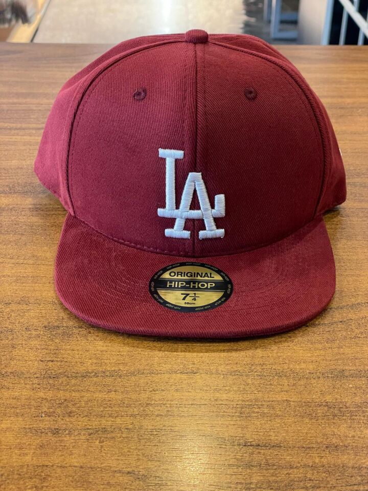 Hamze La Lakers Nakışlı Bordo Hip Hop Snapback Rapper Basket Cap Şapka