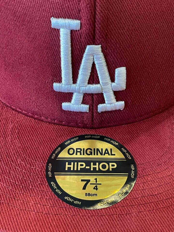 Hamze La Lakers Nakışlı Bordo Hip Hop Snapback Rapper Basket Cap Şapka