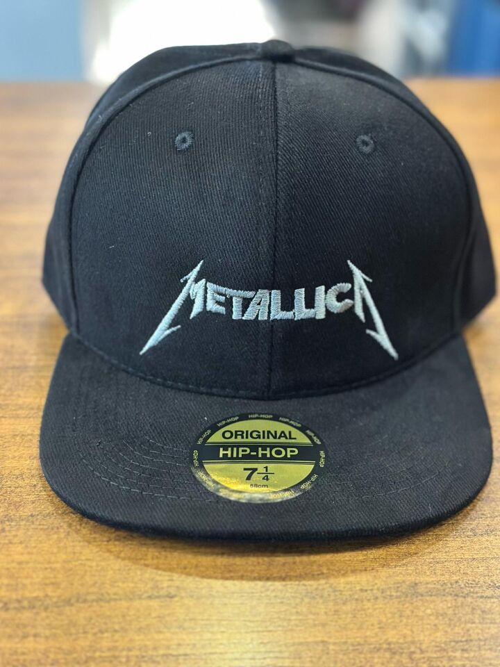 Hamze Metallica Nakışlı Siyah Renk Hip Hop Snapback Rapper Basket Cap Şapka