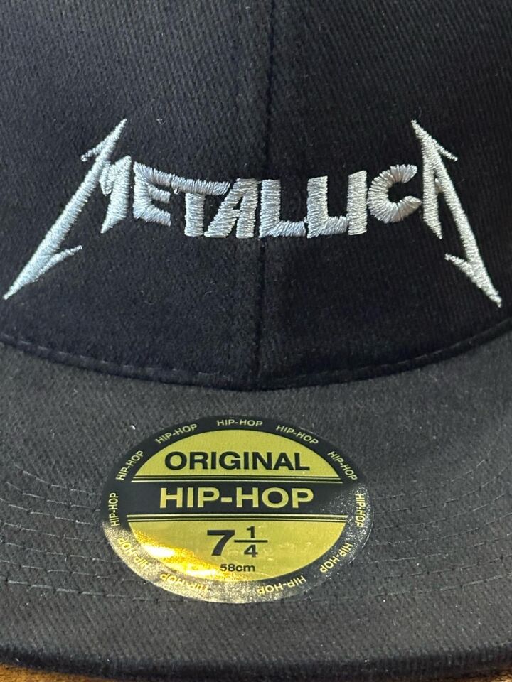 Hamze Metallica Nakışlı Siyah Renk Hip Hop Snapback Rapper Basket Cap Şapka