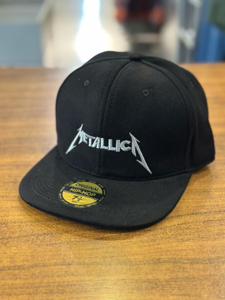 Hamze Metallica Nakışlı Siyah Renk Hip Hop Snapback Rapper Basket Cap Şapka