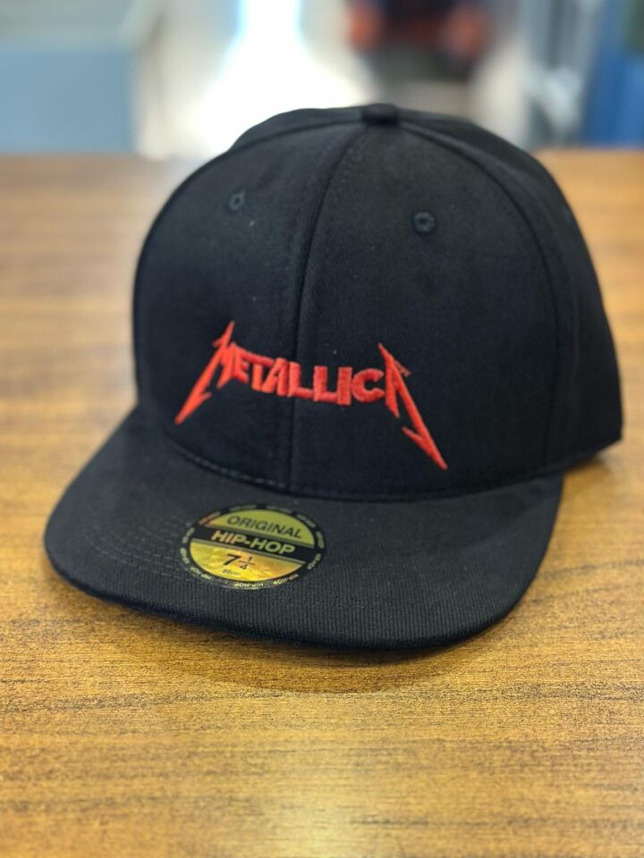 Hamze Metallica Nakışlı Siyah Renk Hip Hop Snapback Rapper Basket Cap Şapka