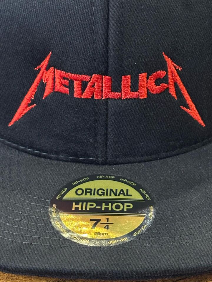 Hamze Metallica Nakışlı Siyah Renk Hip Hop Snapback Rapper Basket Cap Şapka
