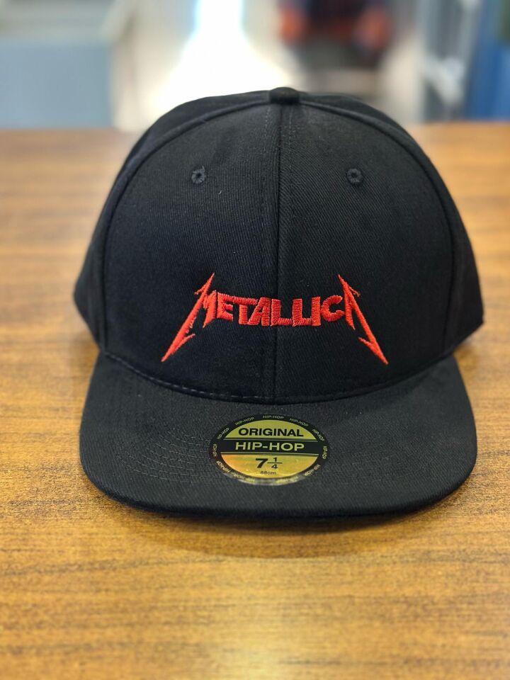 Hamze Metallica Nakışlı Siyah Renk Hip Hop Snapback Rapper Basket Cap Şapka