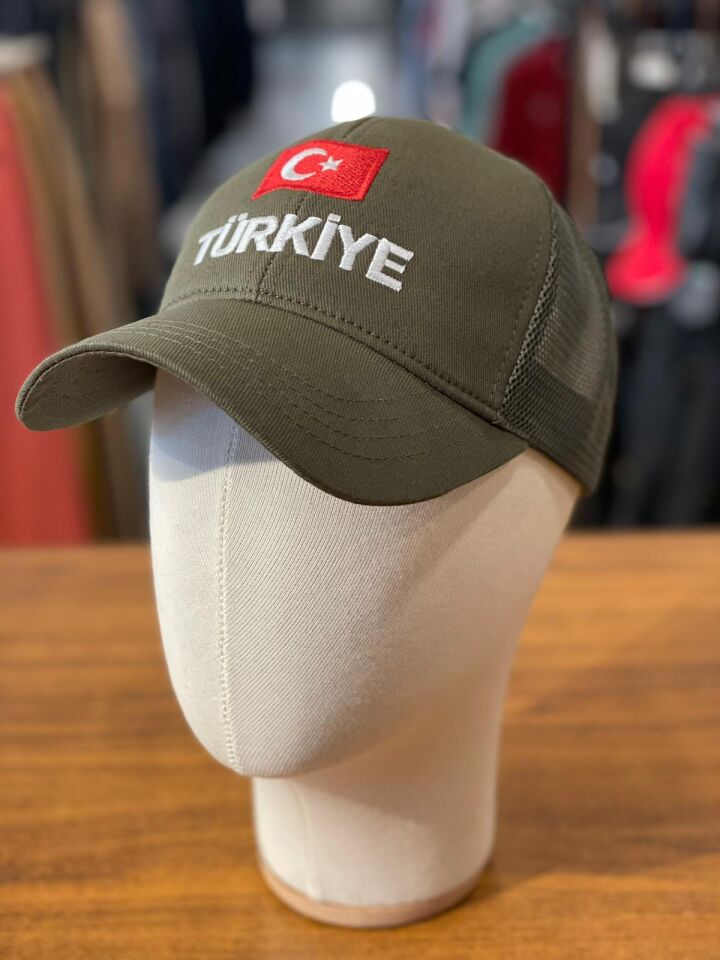 Hamze Türkiye Bayrak Nakışlı Fileli Cap Şapka