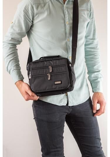 Seventeen 2247 Çok Gözlü Erkek El Ve Omuz Askılı Çanta Siyah