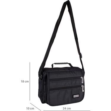 Seventeen 2247 Çok Gözlü Erkek El Ve Omuz Askılı Çanta Siyah