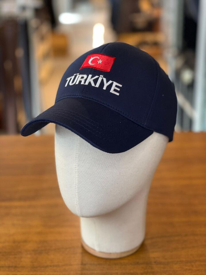 Hamze Türkiye Bayrak Nakışlı Unisex Pamuklu Cap Şapka